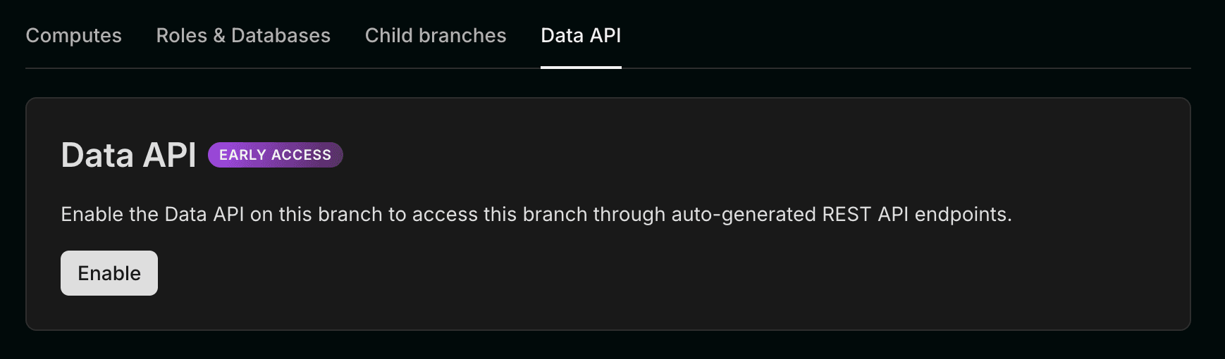 Data API tab with enable button