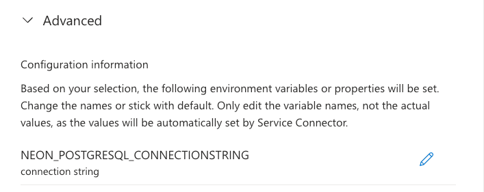 Advanced configuration information